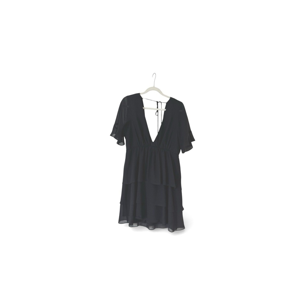 Show Me Your Mumu Dulce Dress Black Tiered Ruffle Mini V-Neck XL‎ MM6-1327 BL24